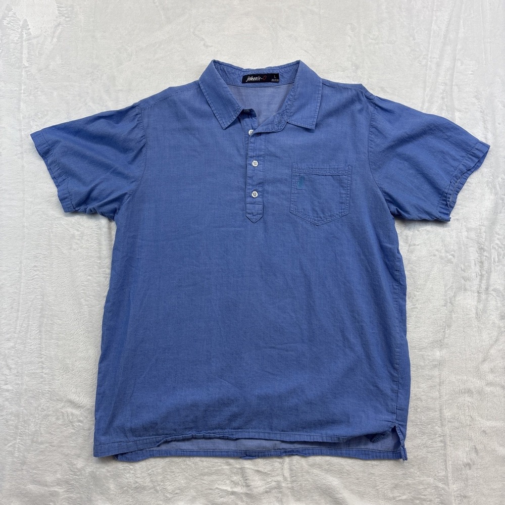 johnnie-O Polo Shirt Men's Large Light Blue Short Sleeve Cotton